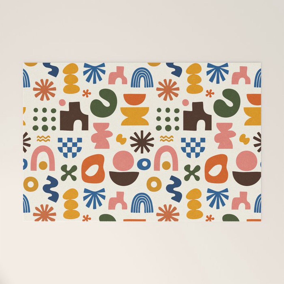 Playful Modernist Mosaic Welcome Mat